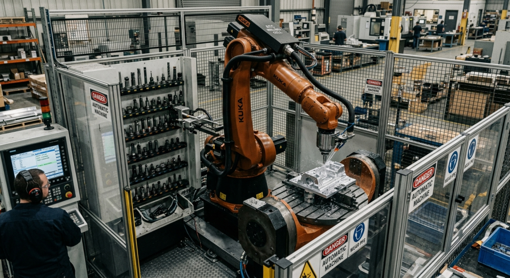 ATC robotic milling cell with an automatic tool changer