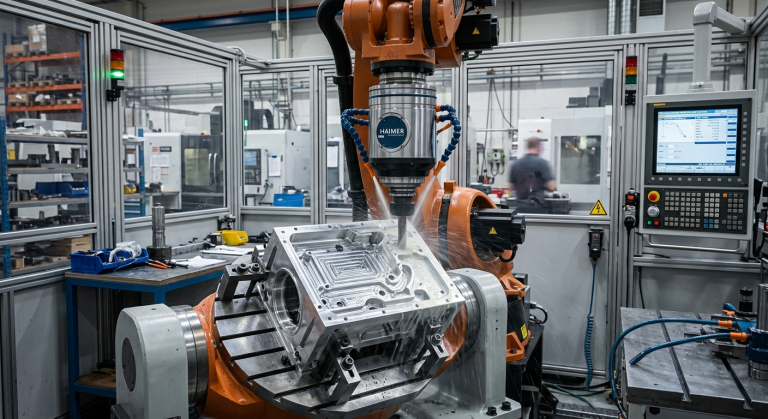 Spindle thermal drift during high-speed robotic milling of a precision metal component