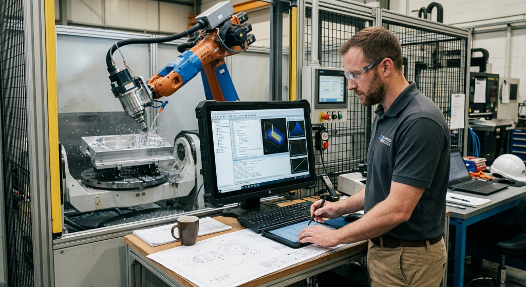 Robotic milling post-processor workflow in an advanced robotic milling cell