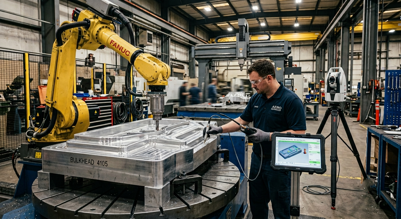 Robotic milling tolerance validation using portable metrology