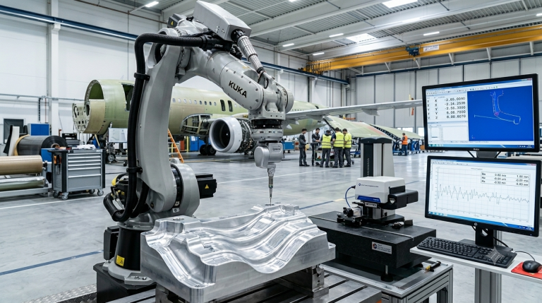 Tool orientation surface finish validation during robotic machining of a complex component