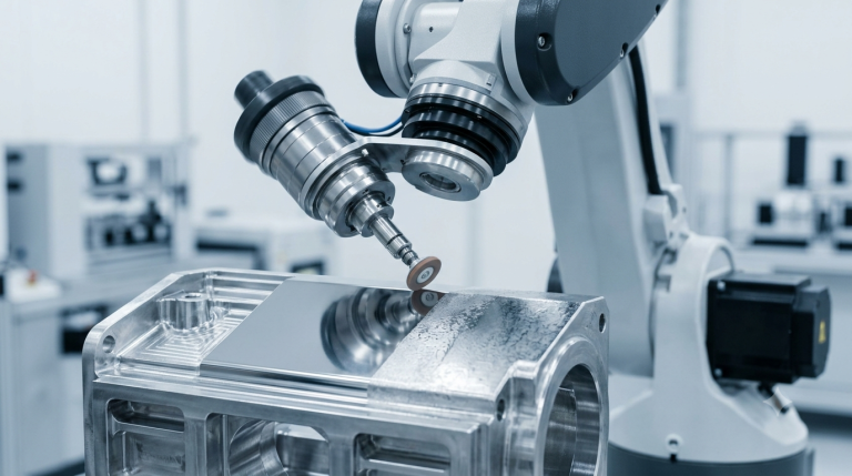 Robot arm flexibility evaluation during robotic fine finishing of a precision component