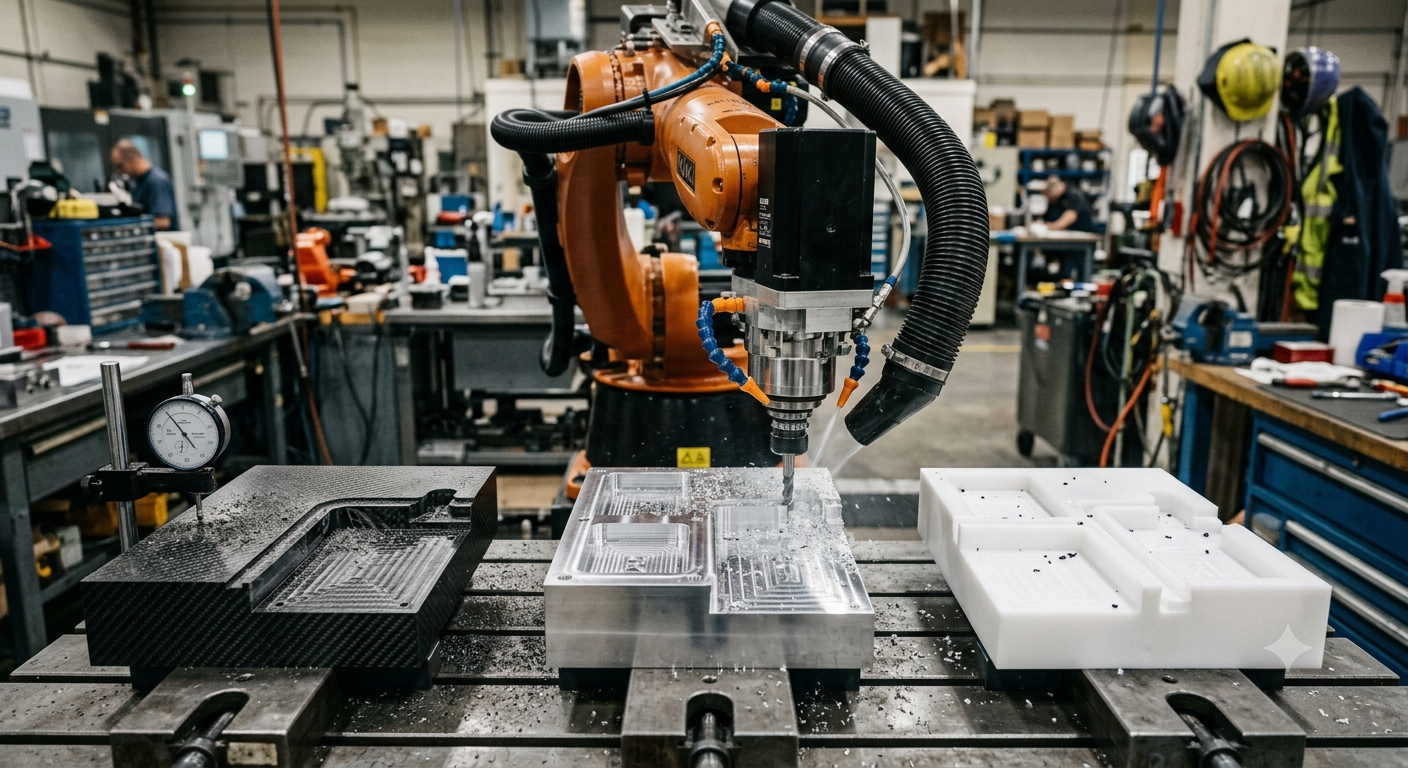 Robotic milling tolerances for composites, aluminum, and engineering plastics