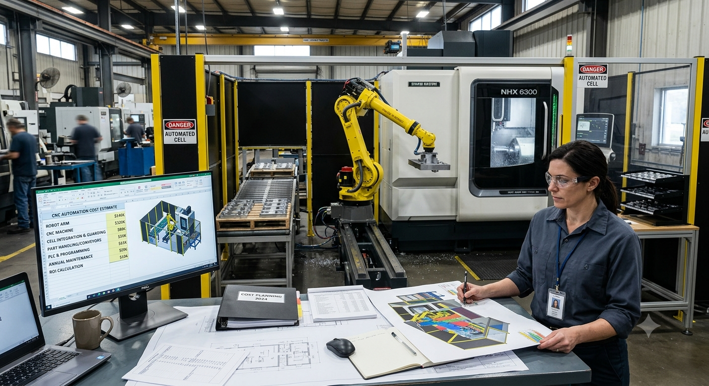 CNC automation cost covers equipment, integration, safety, tooling, commissioning, and operating expenses.