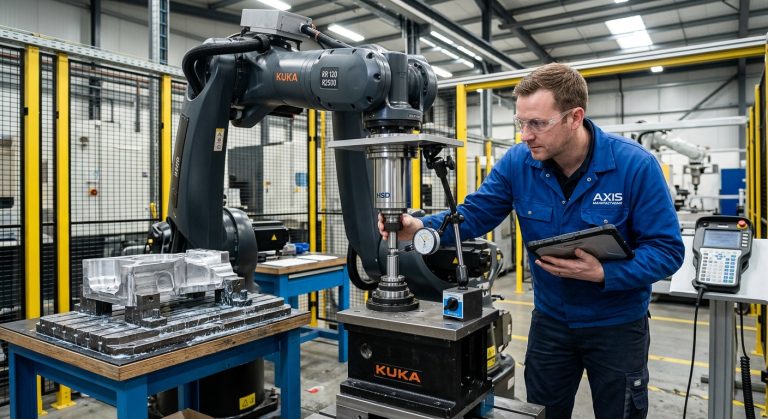 Measuring spindle runout in robotic milling before a finishing operation