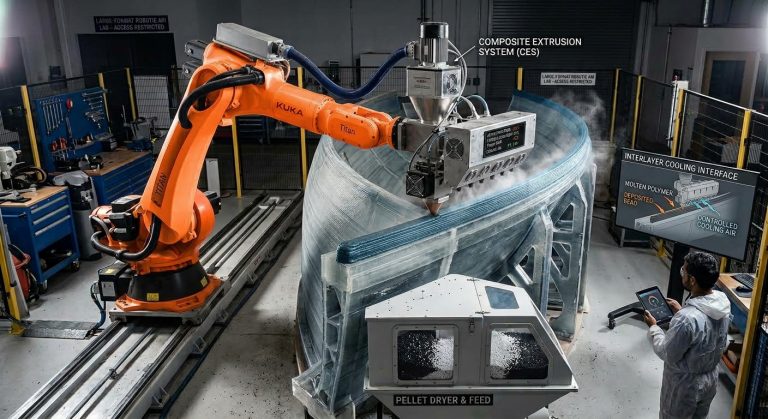 Interlayer cooling during large-format polymer 3D printing with a robotic extruder