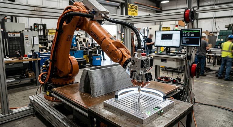 Robotic 3D printing calibration of an industrial robot extruder nozzle